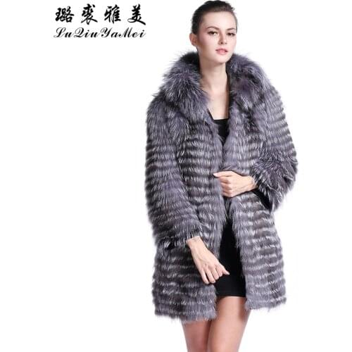 Winter Women Coats Hooded Natural Fox Fur Long Sleeve 2020 New Fur Jackets Luxury Brand Real Silver Fox Fur Vests Coat Female