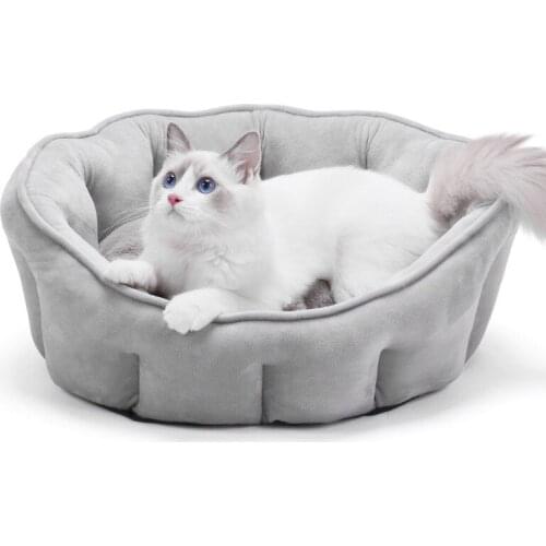 BEI winter Cat bed dog nest sofa warm soft rabbit plush High quality solid pet only nest mat cat house koc Warm decoration pink