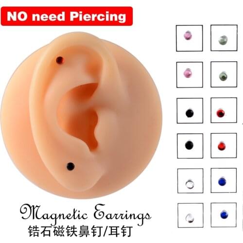 1 Card 12pcs Mix 6 Color Fake Cheater Piercing Non Pierced Magnet Ear Lip Labret Nose Stud Jewelry Magnetic Ear Stud