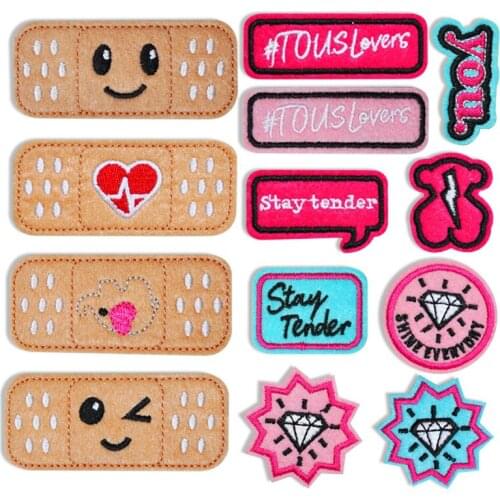 100pcs/lot Embroidery Patch Bandage Diamond Animal Letter Clothing Decoration Craft Diy Iron Heat Transfer Applique