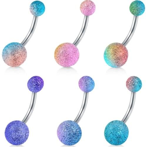 14G Dangle Belly Button Rings for Women 316L Surgical Steel Curved Navel Barbell Body Jewelry Piercing