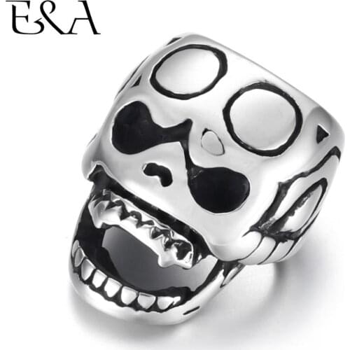 2pcs Stainless Steel 8mm Large Hole Beads Spacer for Flat Leather Bracelet Jewelry Making DIY Slider Bead Accessories Supplies