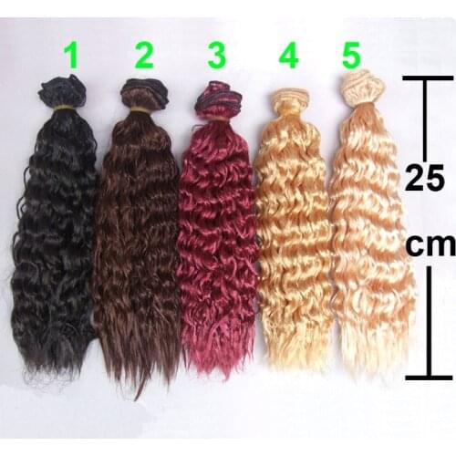 25cm black gold blown khaki bjd small curly thick doll hair 1/3 1/4 1/6 BJD extension SD OD BJD wigs diy