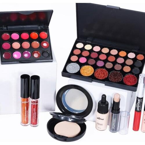 27pcs/Set Make Up Sets Cosmetics Kit Eyeshadow Lipstick Eyebrow Pencil Lip Gloss Makeup Brush Powder Puff With Makeup Bag