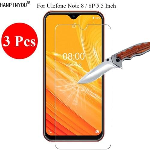3 Pcs/Lot New 9H 2.5D Tempered Glass Screen Protector For Ulefone Note 8 Note8 / 8P 5.5" Protective Film + Clean Tools