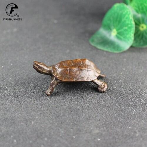 Antique Solid Copper Turtle Ornaments Trumpet Longevity Animal Sculpture Home Office Desk Decorative Ornament Toy Gift