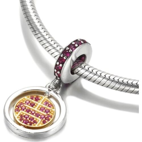 Authentic S925 Silver Pendant Bead fit Lady Bracelet Bangle Lucky Spin Dangle Charms DIY Jewelry