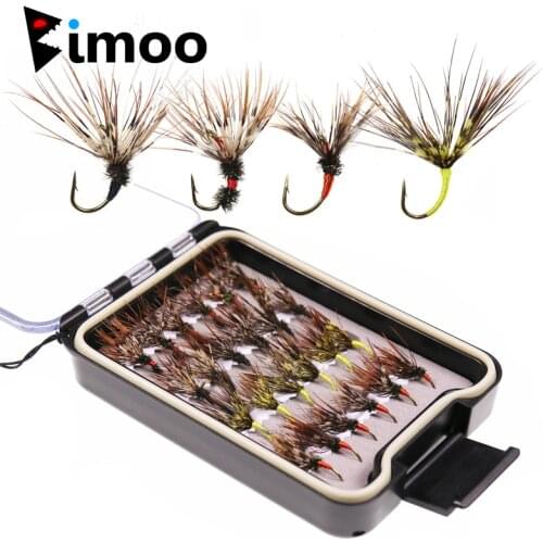 Bimoo 24PCS/Box Tenkara Flies in Waterproof Fly Box Size #12 Barbed Hook Tenkara Fishing Fly