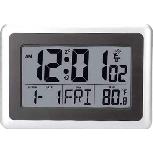 BMBY-Atomic Digital Wall Clock, Large Lcd Display, Battery Operated, Indoor Temperature, Calendar, Table Standing, Snooze Withou