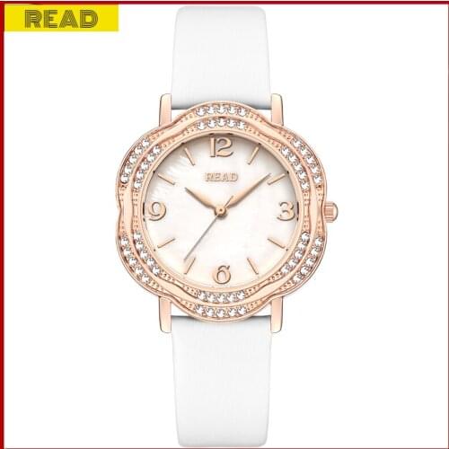 READ Women Watches Fashion Simple Stylish elegant Quartz Movement watch White Leather Strap Waterproof Perfect Gift for Female