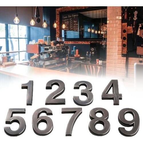 Digit Plate Sign 3D Self Adhesive 0-9 Plating Numeral Door Plaque for Home
