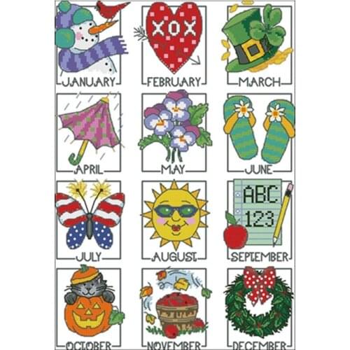 December calendar Patterns Counted Cross Stitch 11CT 14CT 18CT DIY Cross Stitch Kits Embroidery Needlework Sets home decor