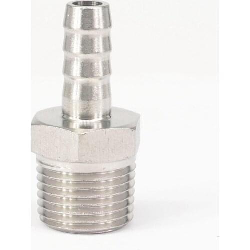 Fit Hose I/D 10mm Barbed x 1/2" BSPT Male 304 Stainless Steel Coupler Splicer Connector Fittings for Air Fuel Gas Water