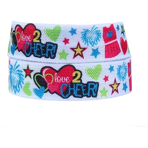 FLRA ElasticFLORA RIBBONS new sport cheerleading printed fold over elastic ribbon