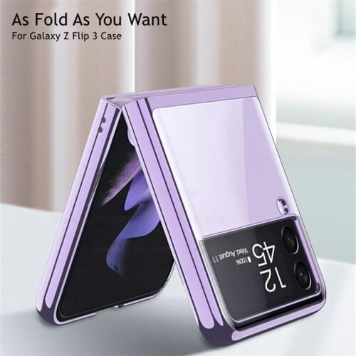 Electroplate Frame Clear Hard Case For Samsung Galaxy Z Flip 3 Transparent Full Protection Back Cover For Z Flip3 ZFlip 3 ZFlip3