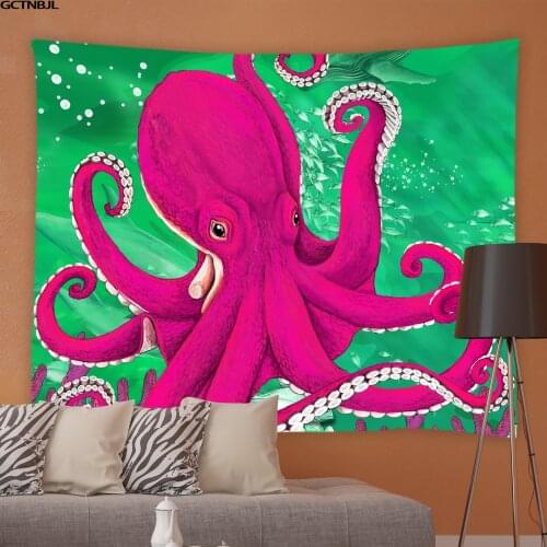 Octopus Tapestry Cartoon Ocean Animal Mandala Tapestries Tablecloths Living Room Bedroom Backdrop Wall Home Decor Hanging Cloth