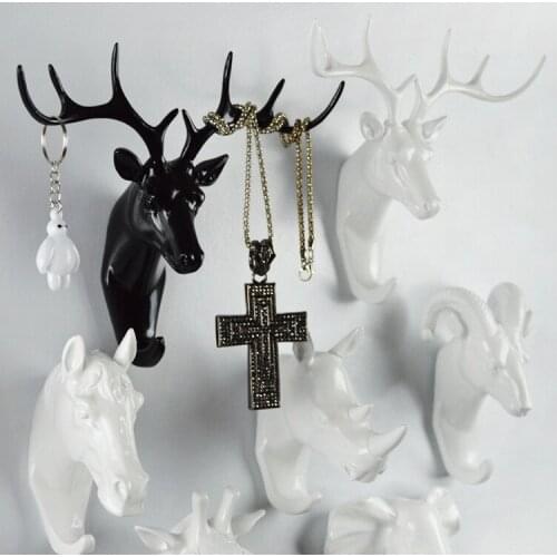 Animal head creative decoration hook wall decoration resin handicraft gifts simple fashion household articles