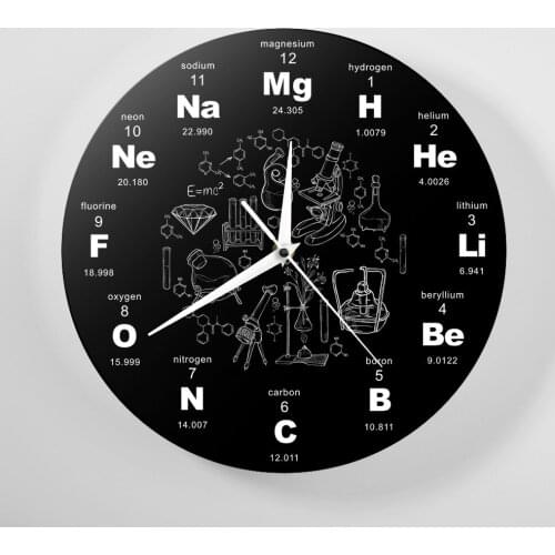Chemistry Element Modern Design Wall Clock Charming craft 3D Wall Clock teacher gift Decor Unique wall watch