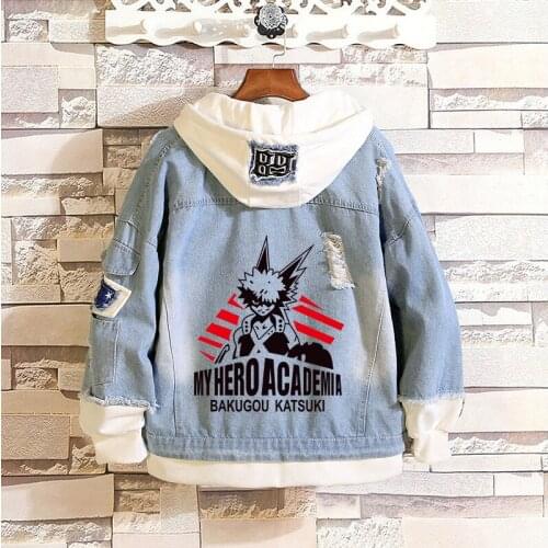 Boku No My Hero Academia Midoriya Shoto Todoroki Cosplay Hoodies School Costume Unisex Denim Sweatshirt Jacket Daily Casual Gift