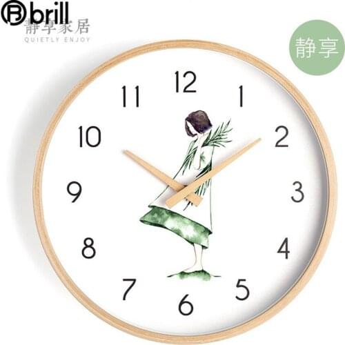 Creative Nordic Modern Wall Clock Wood Frame Kitchen Clock Wooden Needle Wall Watches Home Decor Farmhouse Decor Reloj Pared