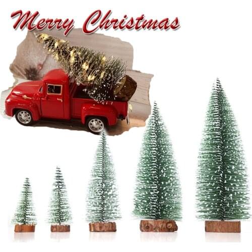1PC New Mini Christmas Tree Small Choinka Wooden Snow Pine Needle Tree Desktop Table Ornaments Navidad Xmas Decoration for Home