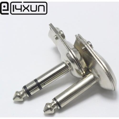 EClyxun 10Pcs Metal Right Angle 6.35 2/3 Pole Mono/Stereo Jack Plug 6.35mm Guitar Phone Pancake 1/4 Inch Connector