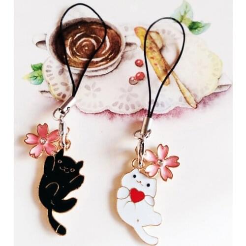 Cute Japanese Cat Smart Phone Strap Lanyards for IPhone/Samsung/Xiaomi/Huawei Mobile Phone Strap Key Hang Rope Phone Charm Decor
