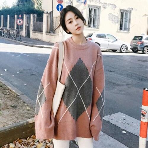 2021 Fashion Korean women sweaters and pullovers Casual long sleeve knitted elastic sweater Cute Pink O-Neck pullovers female