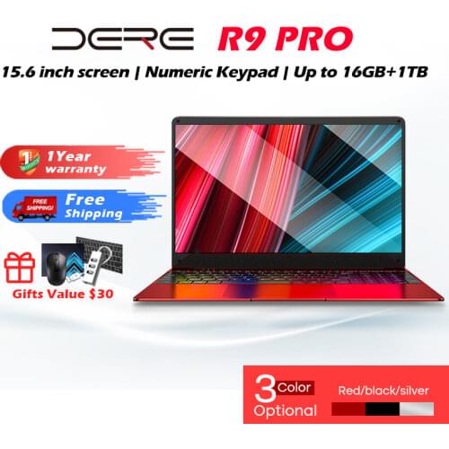 DERE R9Pro Intel Notebook 15.6 inch Windows 10 Pro 1920*1080 5G WIFI Cheap Portable Laptop 12GB RAM 256GBB SSD HDMI