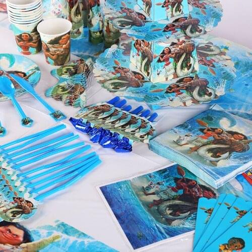 Disney Cartoon Moana Animation Adventure Theme Childrens Birthday Party Disposable Tableware Decoration Supplies