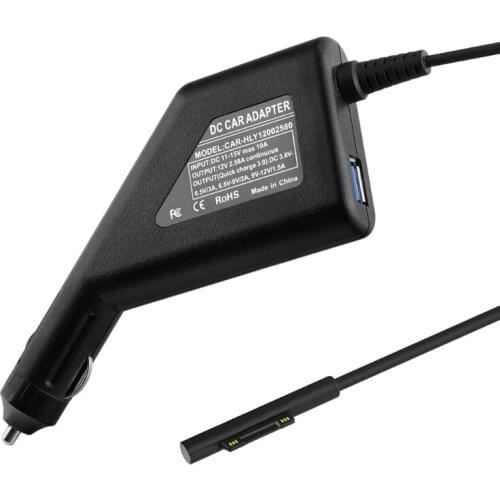 Protable Surface Car Charger with QC 3.0 USB Output 12V 2.58A for Surface Laptop
