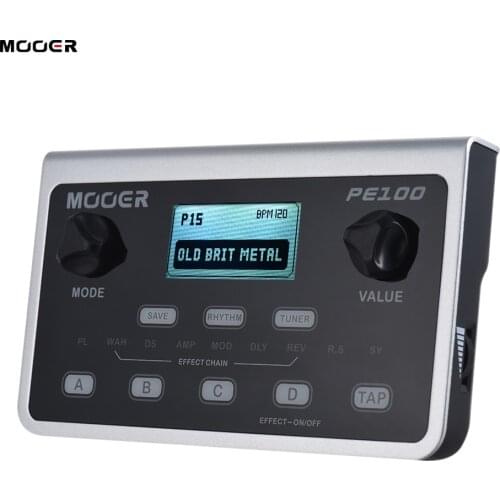 MOOER PE100 Portable Multi-effects Processor Guitar Effect Pedal 39 Effects 40 Drum Patterns 10 Metronome Tap Tempo Guitar Pedal