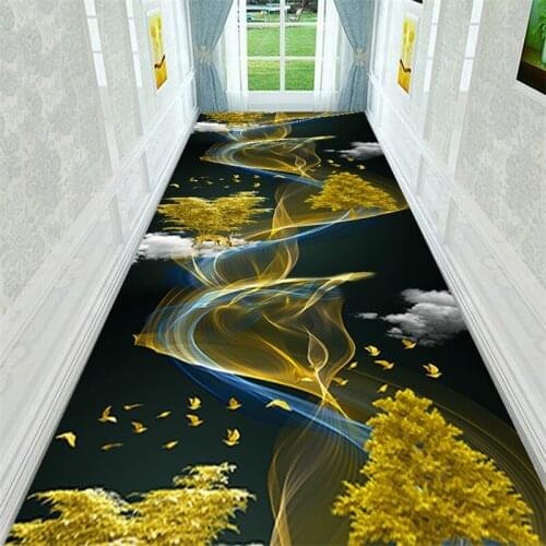 Luxury Golden Corridor Soft Carpet Bedroom Flannel Carpet Entrance Door Mat Modern Rug Living Room Carpet 80 * 200