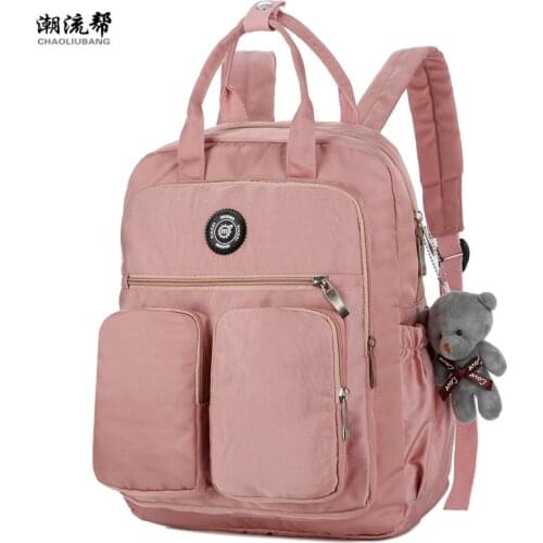 2021 Fashion Woman Backpack Waterproof Nylon Soft Handle Solid Multi-pocket Travel Zipper Mochila Feminina Sac A Dos School Bags