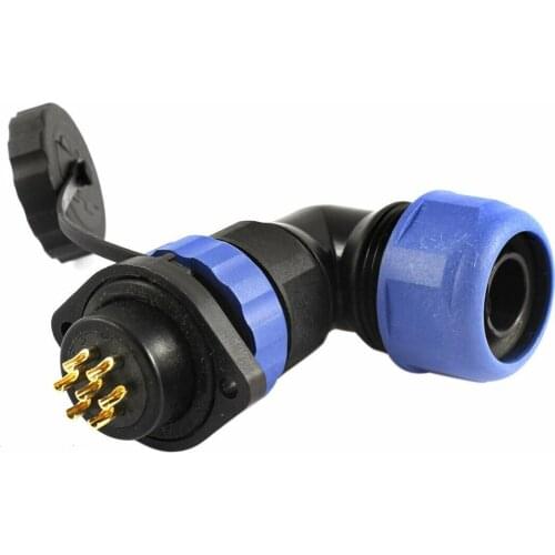 SD20 20mm 7 Pin 7P Flanged Waterproof Elbow Aviation Cable Connector Socket
