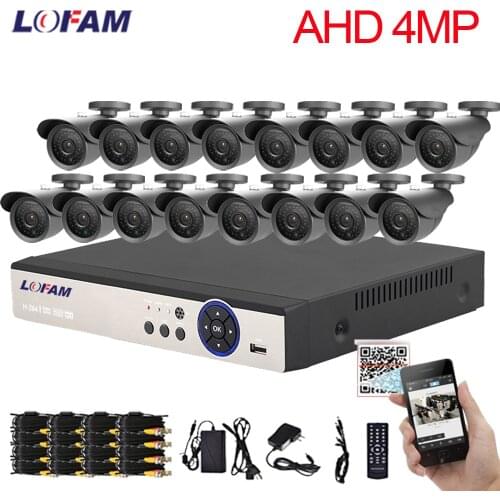 LOFAM 4.0MP AHD 16CH Surveillance System 16 4MP Outdoor Security Camera 16CH CCTV DVR Kit Video Surveillance XMEYE Remote View