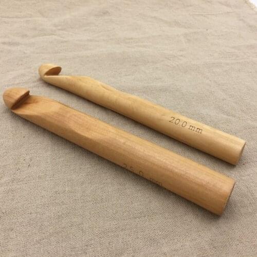 20mm+25 mm Bamboo Crochet Hooks Knitting Needles Smooth Carbonized Sewing weaving Tools New Weave Craft Crocheting