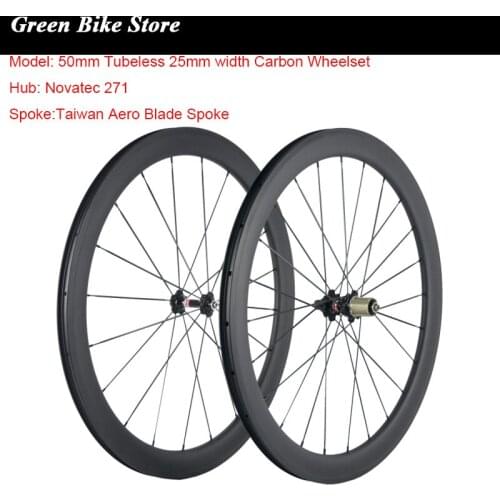 Ultra Light 50mm Tubeless Carbon Wheels Road Bike Carbon Wheelset 25mm Wide Powerway Hub Racing Bicycle Wheels