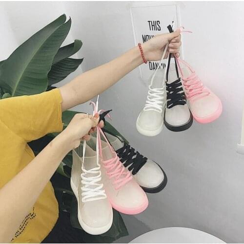 2021 New Fashion Rain Boots Women Ankle Boots Hot Transparent Shoes Woman Non-slip Waterproof Sneakers Women Rain Boot