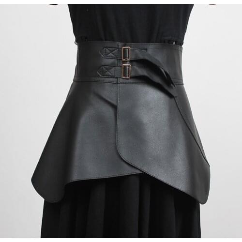 Womens runway fashion PU leather Cummerbunds female vintage Dress Corsets Waistband Belts decoration wide belt R3451