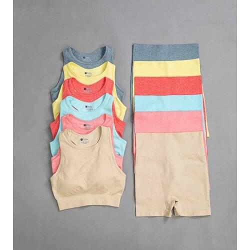 Women Sport Suit Gym Yoga Set Shockproof Gathered Running Bra Vest Seamless Fitness Breathable Tight Shorts Workout Clothing