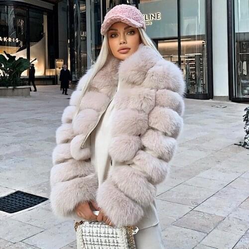 TOPFUR Short Real Fox Fur Coats Natural Whole Skin Genuine Fox Fur Jackets With Fur Collar Overcoats Womens Coat 2020