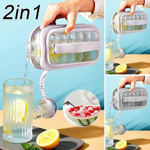 2 in1 Ice Ball Maker Portable Kettle Ice Cube Maker for Cola Whiskey Cocktail DIY Round Ice Ball Party for Bar Kitchen Tool