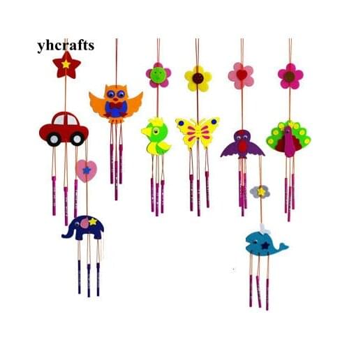 2PC/LOT.DIY unfinished wind chime craft kits fabric aeolian bells Kindergarten Pocket crafts Early learning toys Childrens Day