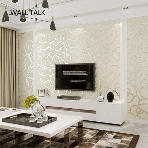 Suede Florals Papel De Parede 3D Flocking Wallpaper For Bedroom Living Room TV Background Home Decoration 3D Wall Paper Roll