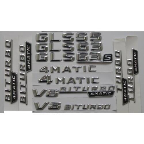 3D Chrome Shiny Silver Car Trunk Rear Number Letters Words Badge Emblem Emblems Sticker for Mercedes Benz GL63 GL65 AMG 4MATIC
