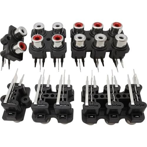 5Pcs/lot 2/4/6 Holes RCA Female Socket Audio Jack AV Audio Input Connector Amplifier Interface Signal Connection RCA Connectors