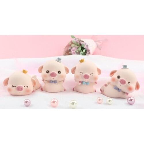 Car Decor Kawaii Resin Pig Ornaments Lovely Mini Figurines DIY Dollhouse Home Decoration Crafts Birthday Gift
