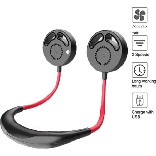 Bladeless Mini Fan USB Rechargeable Quiet Hand Free 3 Adjustable Speed Neckband Fan Portable For Office Fitness With Box