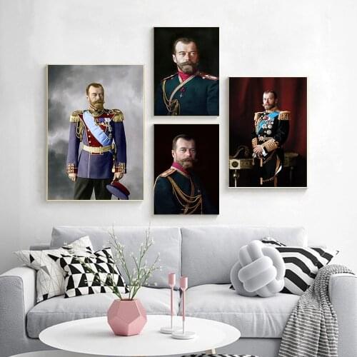 Tsar Nicholas II of Russia Portrait Poster Canvas Painting Wall Art Figure Picture Art Posters and Prints for Living Room Decor